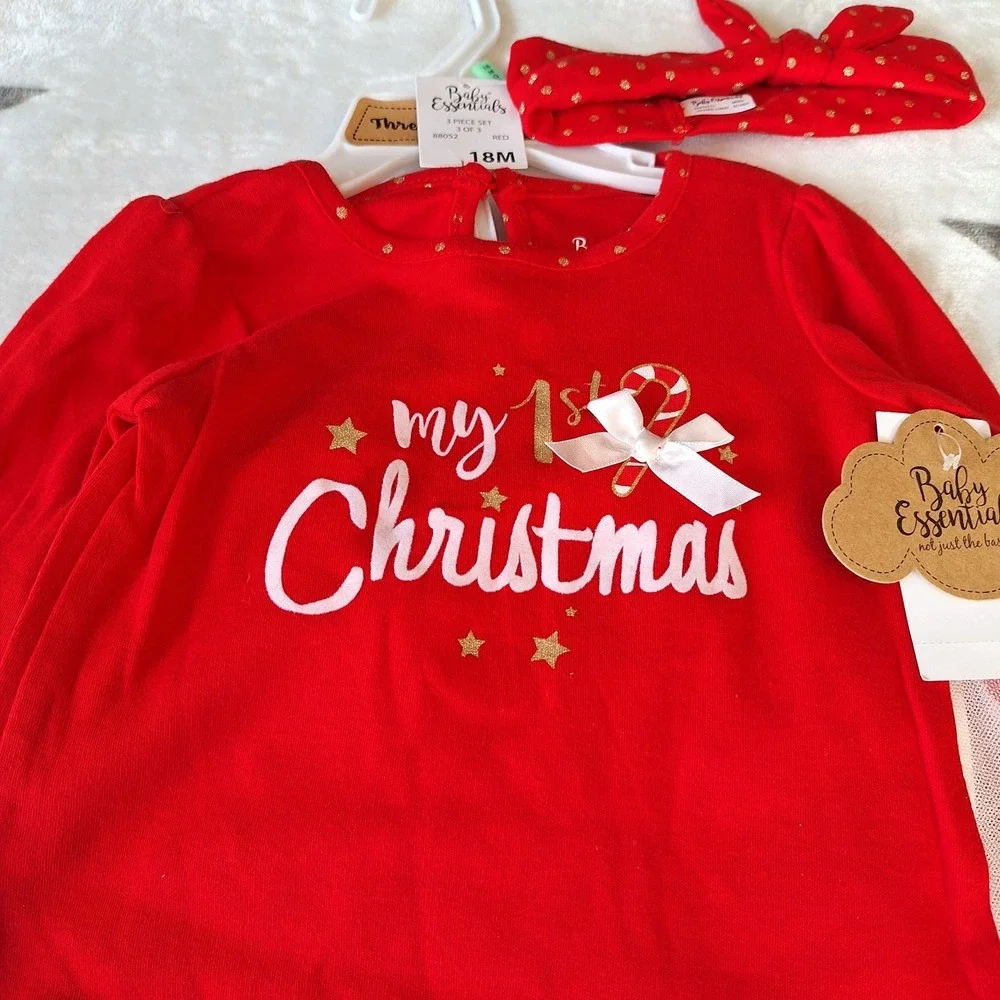 1st Christmas Baby Girls‎ Bodysuit Tutu Skirt Headband Outfit Set 18M Pictures